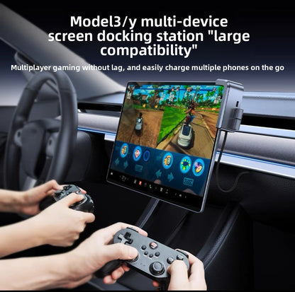 EVKITT Multi-Port USB Screen Expansion Hub for Tesla Model Y Juniper & Model 3 Highland (Premium Fireproof Material, Multi-In-1 USB A+C Fast Charging)