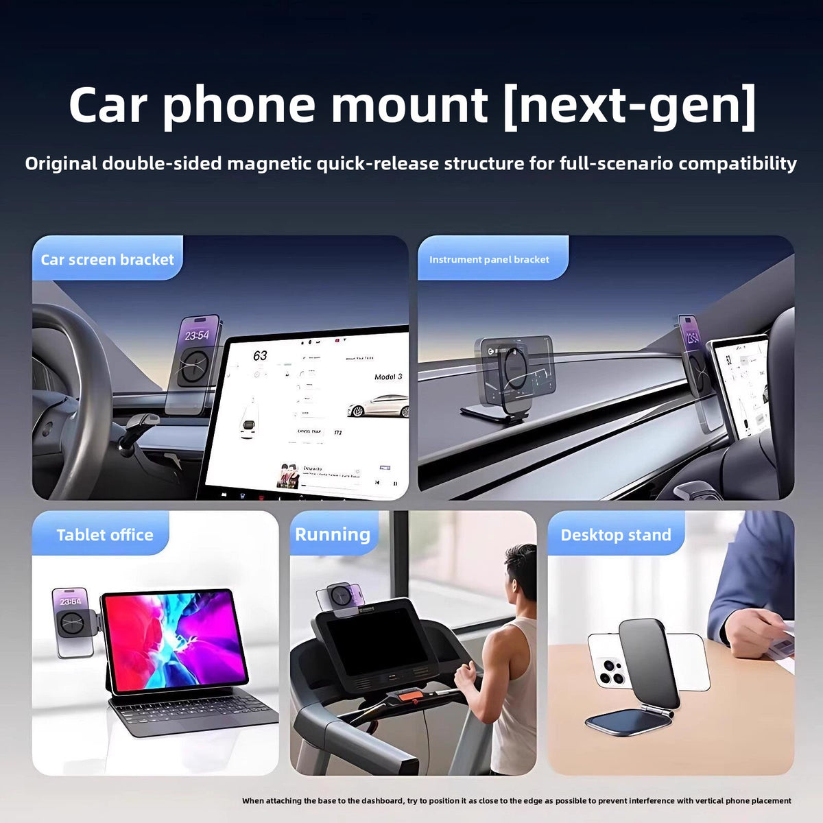 EVKITT Magnetic Phone Mount for Tesla Model 3 & Model Y 2021-2026 – Foldable Dual-Sided Magnetic Car Phone Holder for Navigation, Strong Hold, Anti-Shake