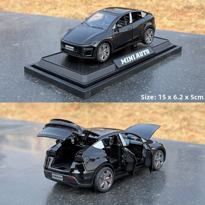 EVKITT Diecast Metal Toy Car Model Collectible Miniature Vehicle for Tesla Model Y Juniper (Premium Diecast Zinc Alloy & High-Impact Polymer, 1:32 Scale Sound & Light 1PCS)