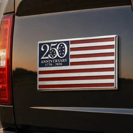 EVKITT 3D Metal Car Badge Emblem USA Flag Tailgate Decal Sign for Universal Fit All Car Models (Premium Anti-Corrosion Heavy-Duty Zinc Alloy, America 250th Anniversary Semiquincentennial Edition 1-Pack Set)