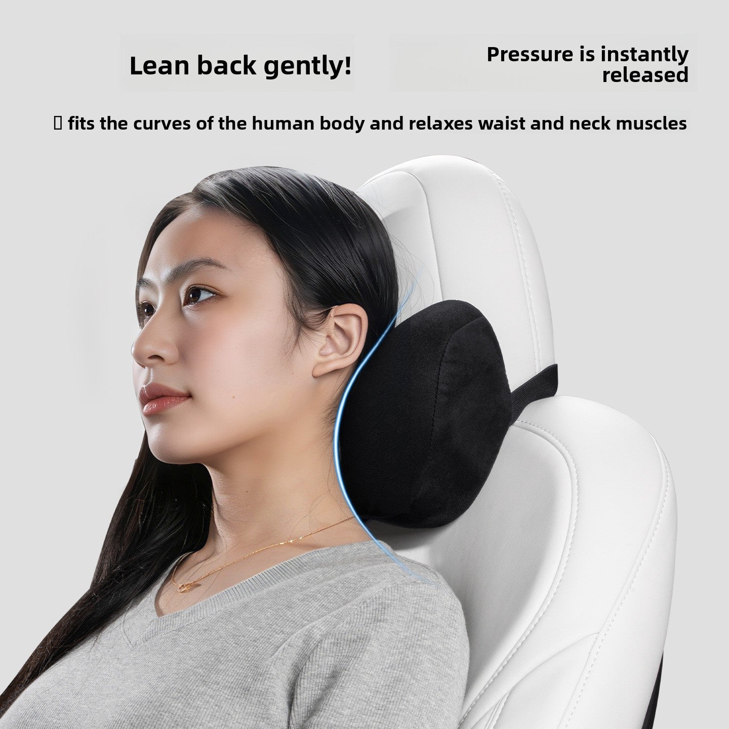 EVKITT Ergonomic Neck Pillow & Lumbar Support for Tesla Model 3 & Model Y (Premium Memory Foam Travel Cushion)