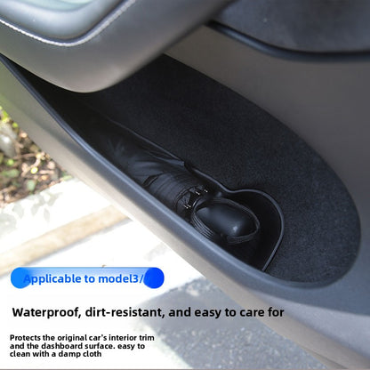 EVKITT Door Handle Storage Organizer Trays Armrest Pocket Bins for Tesla Model Y Model 3 (Premium Shockproof Silicone, Waterproof Front & Rear 4-Piece Set)