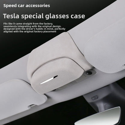 EVKITT Roof Sunglasses Holder Case for Tesla Model Y Juniper 2025 2026 Premium Suede Glasses Storage Box