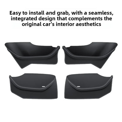 EVKITT Door Armrest Storage Box Side Door Slot Pocket Organizer for Tesla Model Y Juniper Model 3 Highland/Juniper (Premium Shockproof Silicone, Waterproof 4-Piece Set)