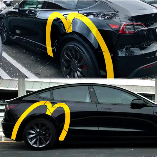 EVKITT McDonald's Golden Arches Inspired Decal for Tesla Model 3 Y S X  Waterproof  Sticker (Bright Yellow, 2PCS)