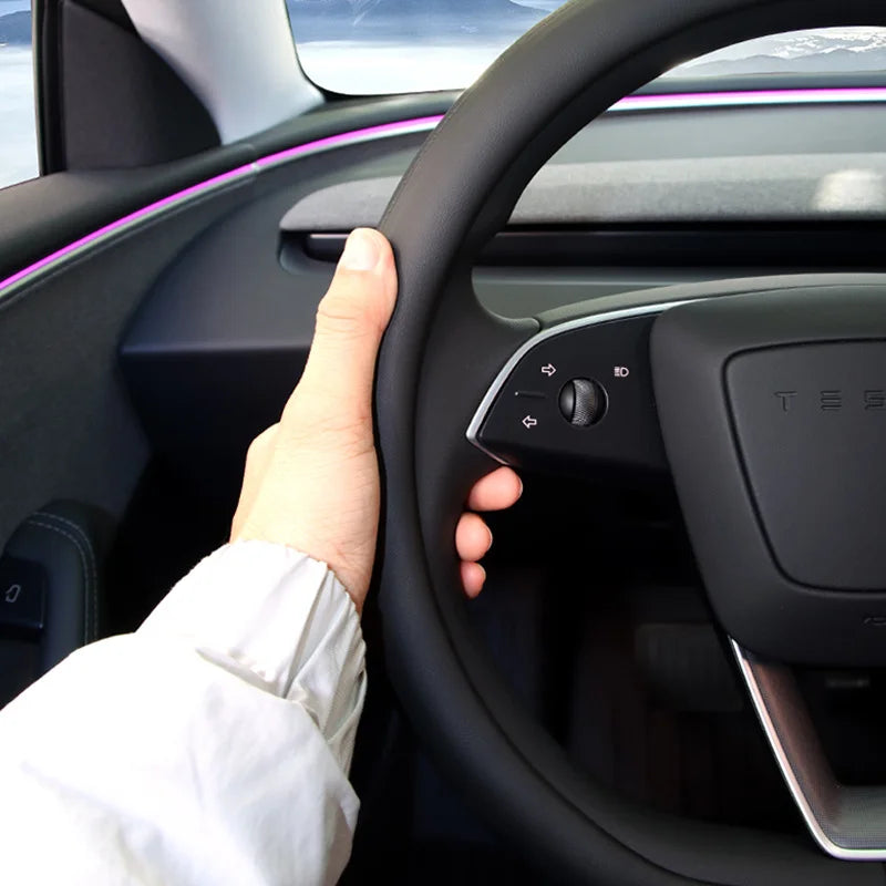 EVKITT YL Custom-Fit Steering Wheel Cover Performance Leather Grip Cover for Tesla Model Y Juniper Model 3 Highland