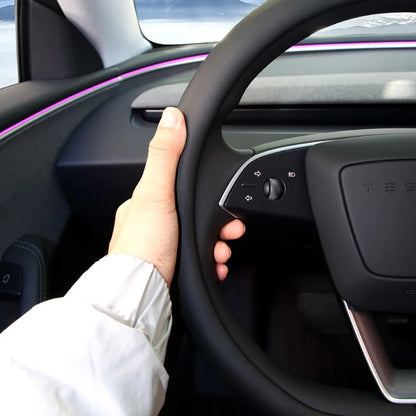 EVKITT YL Custom-Fit Steering Wheel Cover Performance Leather Grip Cover for Tesla Model Y Juniper Model 3 Highland
