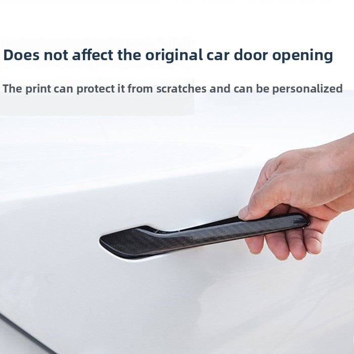 EVKITT Exterior Door Handle Wrap Cover Stickers Anti-Scratch Protector Film for Tesla Model Y Model 3 (Premium 3D Real-Texture Carbon Fiber, Full Set 4-Pack)