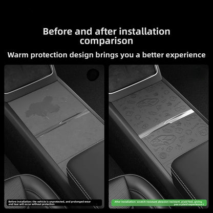 EVKITT Center Console Wireless Charger Silicone Mat Cover Anti-Slip Charging Pad Dust Protector for Tesla Model Y Juniper Model 3 Highland (Premium Eco-Friendly Liquid Silicone, Electrostatic Matte Black 1PCS)