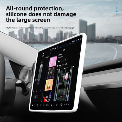 EVKITT Center Console Screen Protector Frame Display Edge Guard Sleeve for Tesla Model Y Model 3 2021-2025 (Premium Shockproof Flexible Silicone, 15.4-Inch 1-Pack)