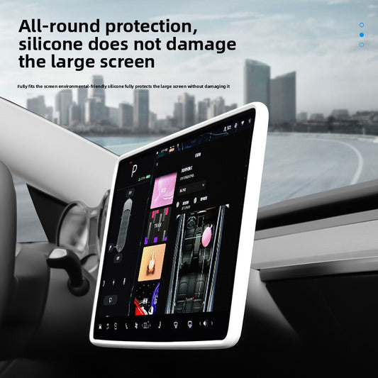 EVKITT Center Console Screen Protector Frame Display Edge Guard Sleeve for Tesla Model Y Model 3 2021-2025 (Premium Shockproof Flexible Silicone, 15.4-Inch 1-Pack)
