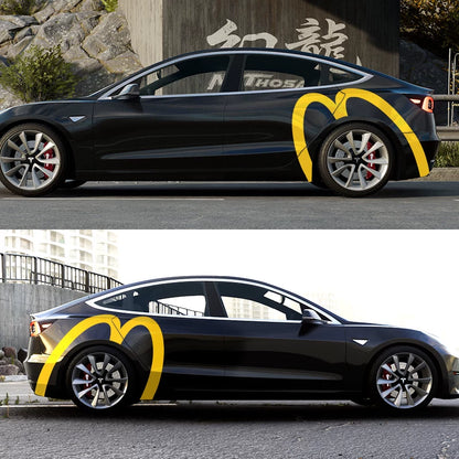EVKITT McDonald's Golden Arches Inspired Decal for Tesla Model 3 Y S X  Waterproof  Sticker (Bright Yellow, 2PCS)