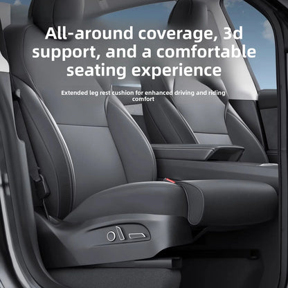 EVKITT for Tesla Model 3 Highland Model Y Juniper Front Seat Leg Support Cushion Integrated Extended Footrest Memory Foam PU Leather Car Seat Comfort Accessory
