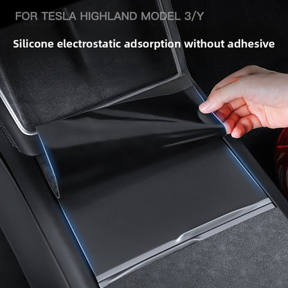 EVKITT Center Console Suede Wrap Protector Film Electrostatic Anti-Scratch Interior Decal for Tesla Model 3 Highland Model Y Juniper (Premium Luxury Electrostatic Microfiber Suede, Glue-Free Matte Black 3-Piece Set)