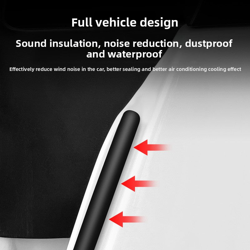 EVKITT Full Car Noise Reduction Sealing Strip Kit Weatherstripping Rubber Soundproof Seals for Tesla Model Y Model 3 2021-2024 (Premium EPDM Weatherproof Hollow Rubber, Complete Multi-Piece Set)
