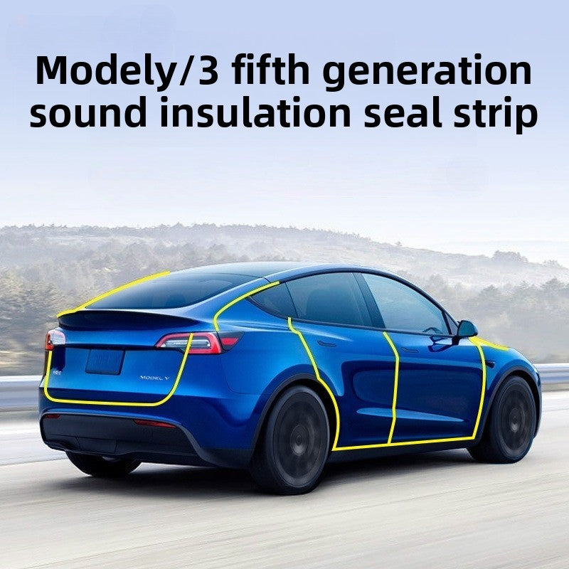 EVKITT Full Car Noise Reduction Sealing Strip Kit Weatherstripping Rubber Soundproof Seals for Tesla Model Y Model 3 2021-2024 (Premium EPDM Weatherproof Hollow Rubber, Complete Multi-Piece Set)