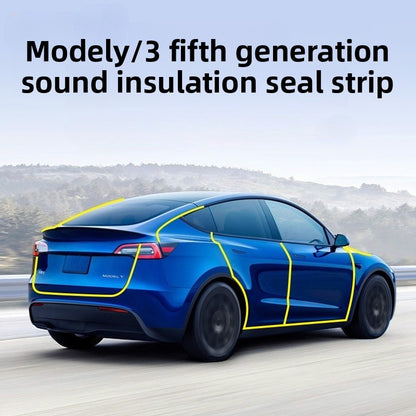 EVKITT Full Car Noise Reduction Sealing Strip Kit Weatherstripping Rubber Soundproof Seals for Tesla Model Y Model 3 2021-2024 (Premium EPDM Weatherproof Hollow Rubber, Complete Multi-Piece Set)