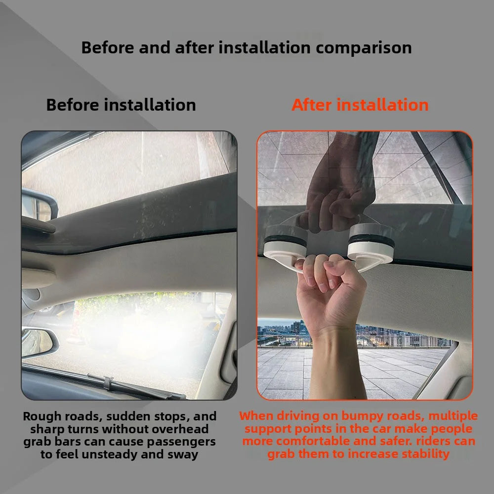 EVKITT for Tesla Model 3 Model Y Model S Model X Roof Handle Suction Cup Grab Handle No-Drill Installation ABS Silicone Interior Assist Grip Accessory