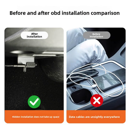 EVKITT OBD Power Expansion Dock Hub for Tesla Model 3 & Model Y (Premium Fireproof Material, Dual Interface A+C Fast Charging)