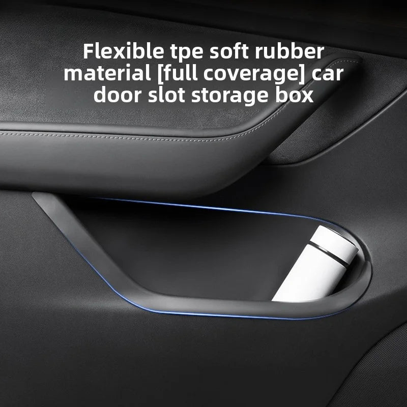 EVKITT Door Armrest Storage Box Side Door Slot Pocket Organizer for Tesla Model Y Juniper Model 3 Highland/Juniper (Premium Shockproof Silicone, Waterproof 4-Piece Set)