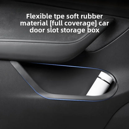 EVKITT Door Armrest Storage Box Side Door Slot Pocket Organizer for Tesla Model Y Juniper Model 3 Highland/Juniper (Premium Shockproof Silicone, Waterproof 4-Piece Set)