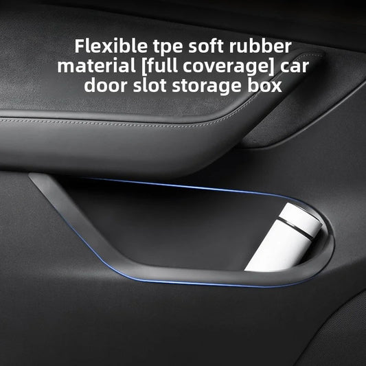 EVKITT Door Armrest Storage Box Side Door Slot Pocket Organizer for Tesla Model Y Juniper Model 3 Highland/Juniper (Premium Shockproof Silicone, Waterproof 4-Piece Set)