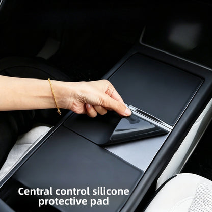 EVKITT Center Console Static-Cling Anti-Slip Silicone Pad Cover Anti-Scratch Control Panel Protective Mat for Tesla Model 3 Highland & Model Y Juniper