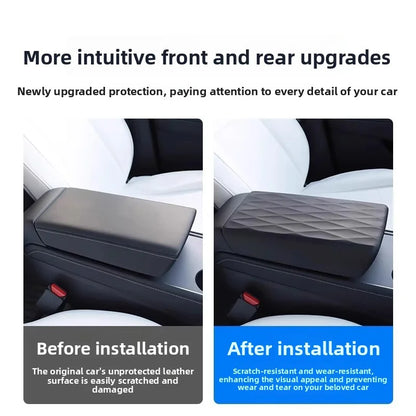 EVKITT for Tesla Model 3 Highland Model Y Juniper Central Control Armrest Cover TPE Interior Protective Pad Anti-Scratch Console Accessory