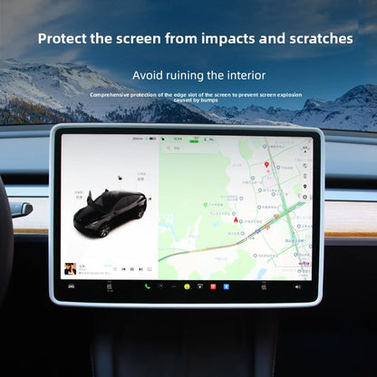 EVKITT Silicone Navigation Screen Protector Frame for Tesla Model Y Juniper & Model 3 Highland (Premium Flexible Silicone)