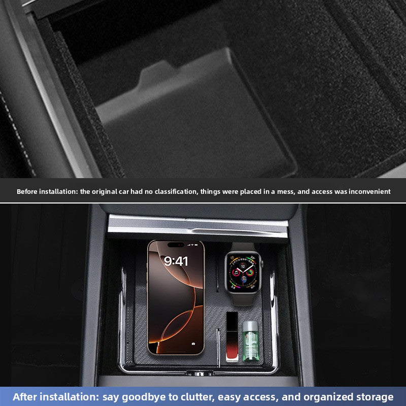 EVKITT for Tesla Model Y Juniper Model 3 Highland Control Hidden Storage Box Drawer Clear Black ABS Interior Organizer Car Storage Box**