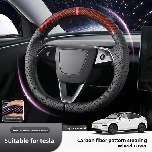 EVKITT Ultra-Thin Sport Steering Wheel Cover for Tesla Model 3  & Model Y Juniper/YL 2017-2026 – Anti-Slip Grip with Center Alignment Marker