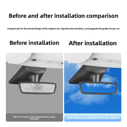 EVKITT Interior Rearview Mirror Frame Protector Cover for Tesla Model 3 Model Y 2021-2026+ (Premium Liquid Silicone, Anti-Scratch 1-Pack)