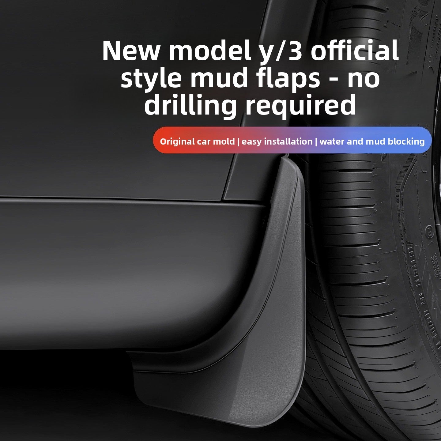 EVKITT No-Drilling Mud Flaps Splash Guards Kit for Tesla Model 3 Highland Model Y Juniper (Premium Flexible TPE, 4-Piece Full Set)