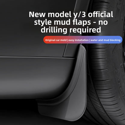 EVKITT No-Drilling Mud Flaps Splash Guards Kit for Tesla Model 3 Highland Model Y Juniper (Premium Flexible TPE, 4-Piece Full Set)
