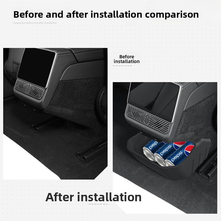 EVKITT Rear Console Storage Box & Trash Bin Organizer Under-Vent Seatback Garbage Caddy for Tesla Model 3 Highland ( 1-Piece Set)