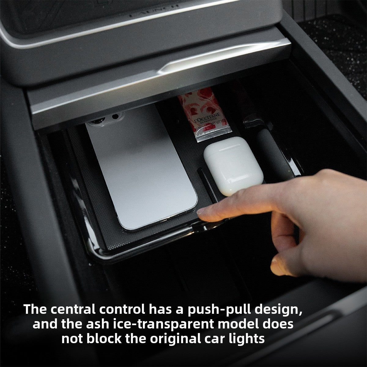 EVKITT Central Control Compartment Divider Lower Console Armrest Pocket Shunt for Tesla Upgraded Cockpit (Heavy-Duty Engineered Polymer, Flush Sliding Fit )