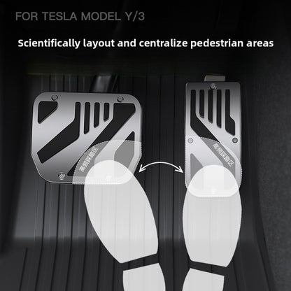 EVKITT Aluminum Pedal Covers for Tesla Model Y Juniper & Model 3 Highland 2024-2026 Non-Slip Accelerator Brake Pads (Metal Silver, 2-Pack)