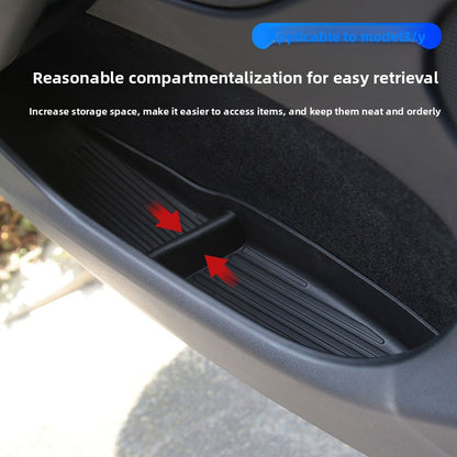 EVKITT Door Handle Storage Organizer Trays Armrest Pocket Bins for Tesla Model Y Model 3 (Premium Shockproof Silicone, Waterproof Front & Rear 4-Piece Set)