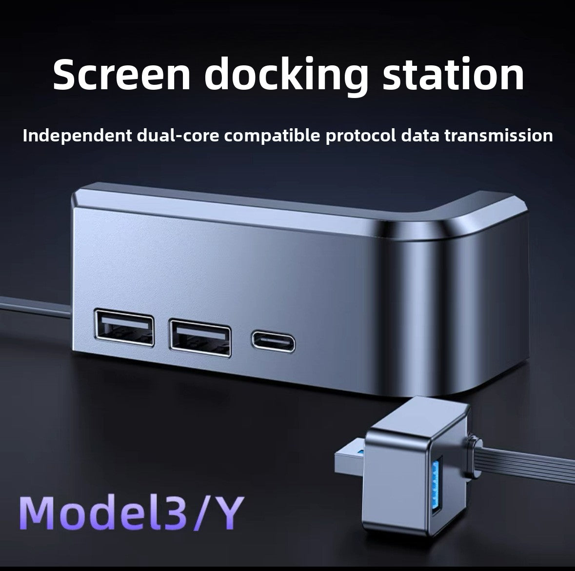 EVKITT Multi-Port USB Screen Expansion Hub for Tesla Model Y Juniper & Model 3 Highland (Premium Fireproof Material, Multi-In-1 USB A+C Fast Charging)