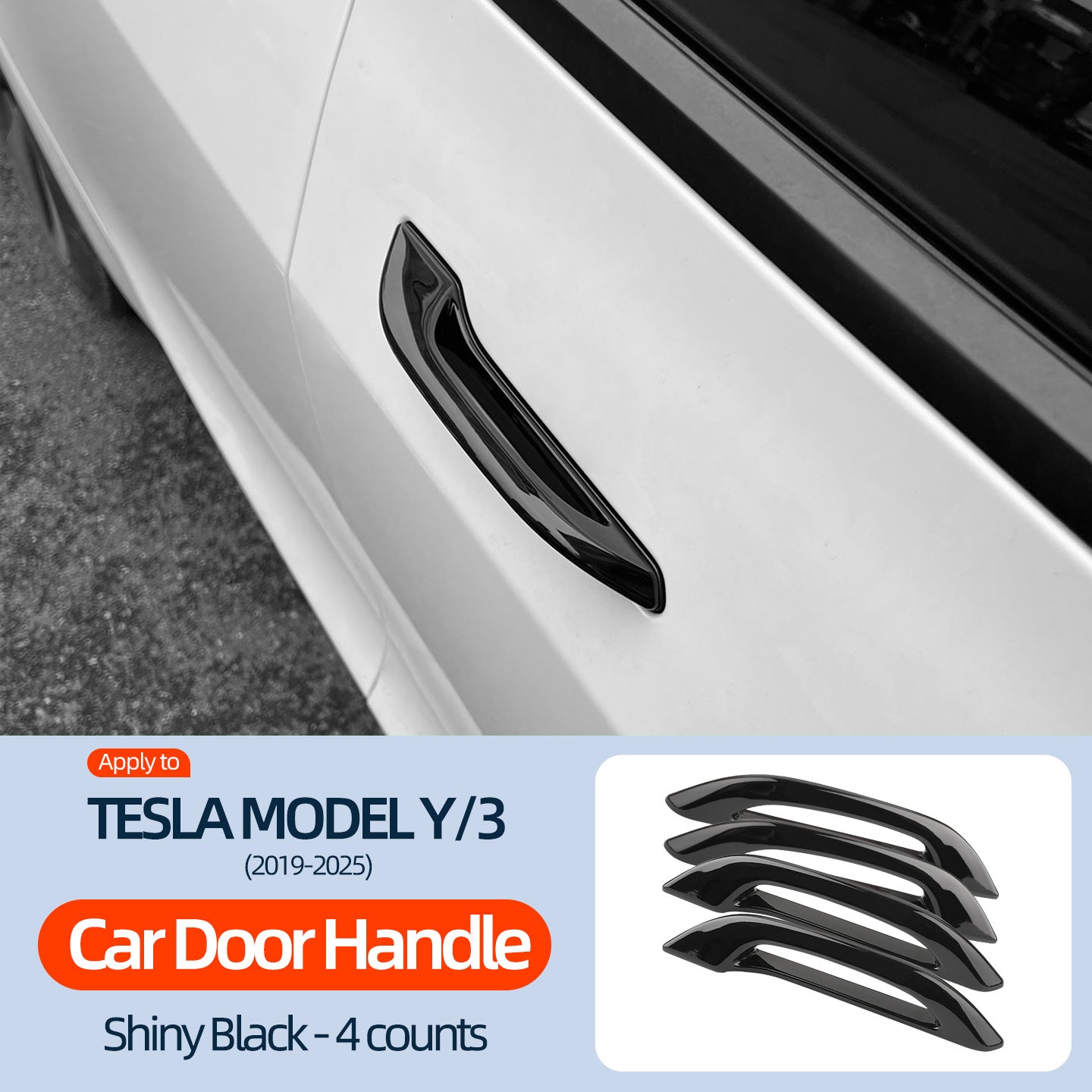 EVKITT Exterior Door Handle Assist Puller Anti-Freeze Cold-Weather Opener for Tesla Model 3 Model Y 2021-2026 (Premium Weatherproof Sub-Zero High-Impact Polymer, 4-Pack Complete Door Set)