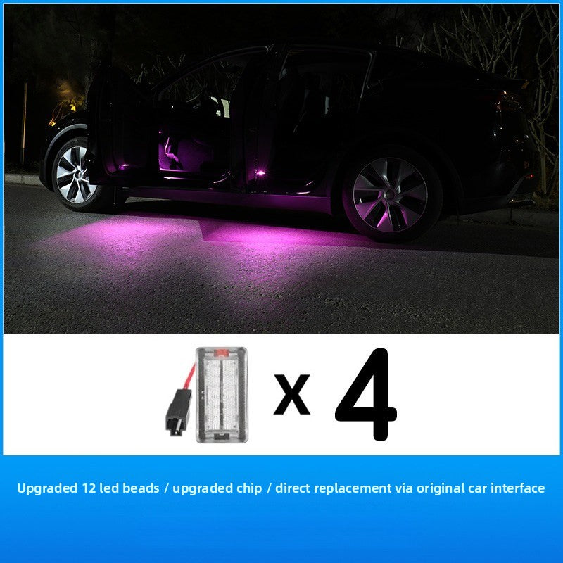 Evkitt for Tesla model 3 model y model s model x 2021+welcome light (advanced fire-proof PC and high-output LED matrix, super bright 4 pieces)