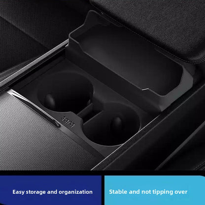 EVKITT Center Console Cup Holder Insert Organizer Tray for Tesla Model 3 Highland Model Y Juniper (Premium Dust-Proof Liquid Silicone, Anti-Rattle Waterproof 1-Pack)