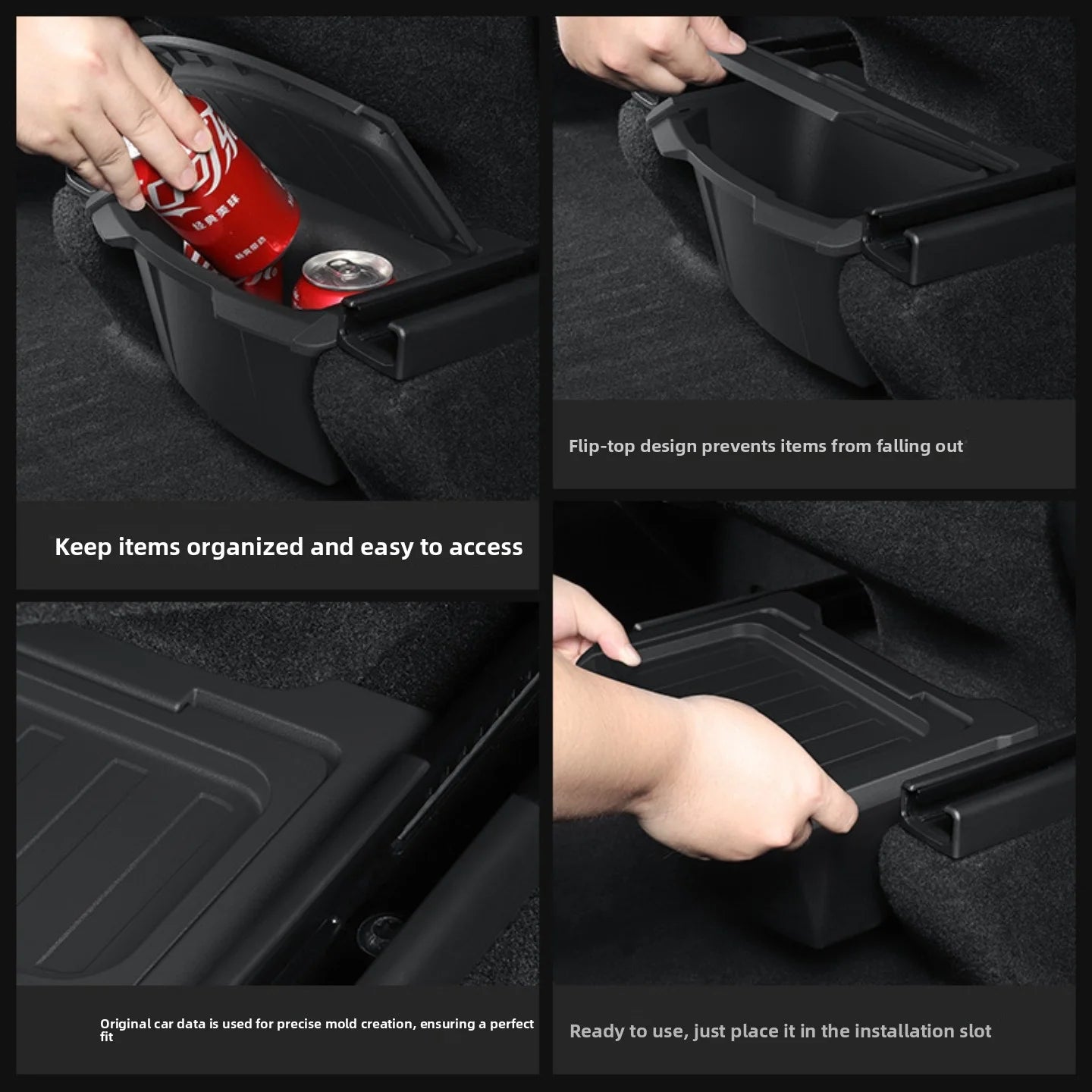 EVKITT Center Console Armrest Organizer Rear Seat Hidden Storage Box for Tesla Model Y Juniper 2025+ (Premium Shockproof Silicone, Anti-Rattle 1-Pack)