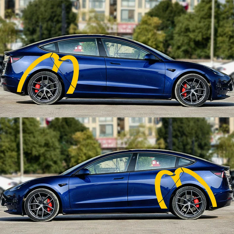 EVKITT McDonald's Golden Arches Inspired Decal for Tesla Model 3 Y S X  Waterproof  Sticker (Bright Yellow, 2PCS)