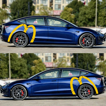 EVKITT McDonald's Golden Arches Inspired Decal for Tesla Model 3 Y S X  Waterproof  Sticker (Bright Yellow, 2PCS)