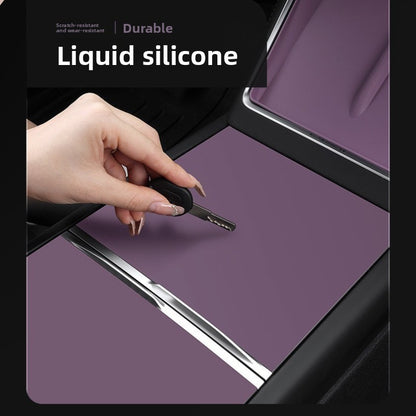 EVKITT Haze Raspberry Purple Silicone Wireless Charger Mat for Tesla Model Y Juniper & Model 3 Highland (Premium Liquid Silicone, Anti-Slip Dust Protector)