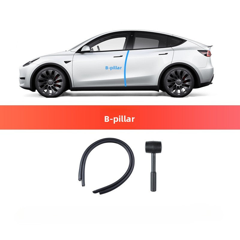 EVKITT B-Pillar Soundproof Seal Strips for Tesla Model Y Juniper / Model 3 Highland 2024-2026 EPDM Rubber Wind Noise Reduction Weatherstrip (Black, 2-Pack)