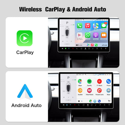 EVKITT Wireless CarPlay Android Auto Adapter Smart Infotainment Interconnect Box for Tesla Model 3 Model Y 2019-2024