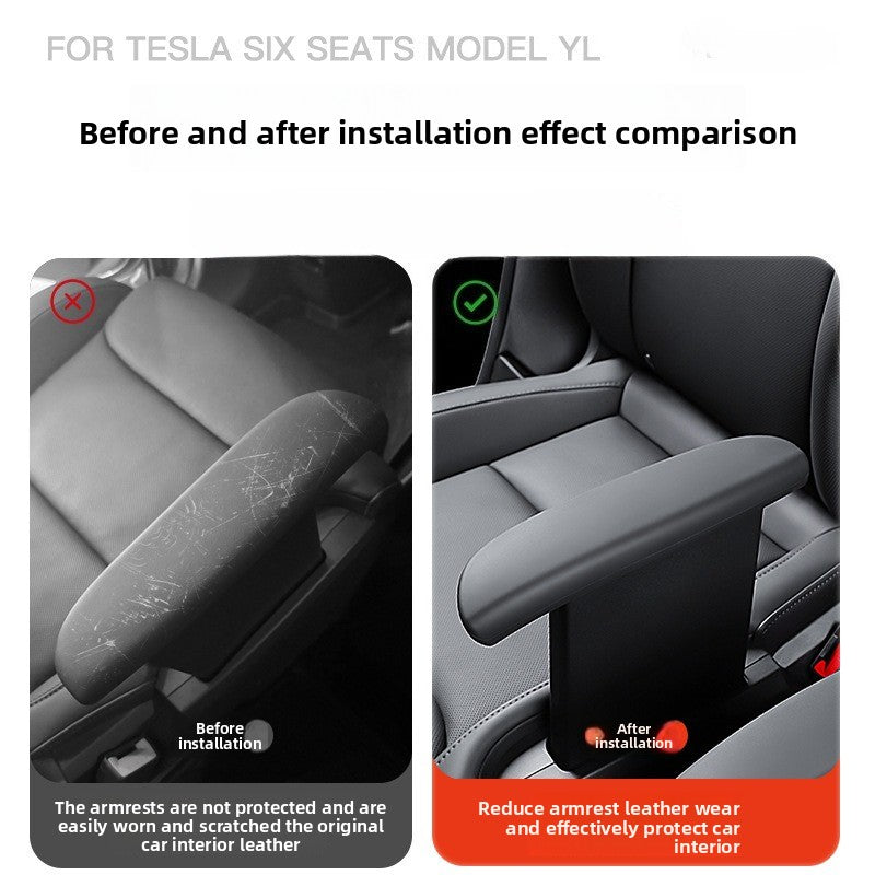 EVKITT Waterproof Silicone Rear Armrest Cover for Tesla Model Y 6-Seater (Premium Anti-Scratch Seat Protector, Tactical Black 2PCS)