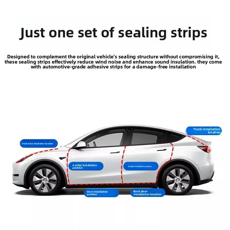 EVKITT Weather Stripping Door Seal Kit Noise Reduction Soundproof Strips for Tesla Model Y (Premium Weatherproof EPDM Rubber, Full Car Complete Set)